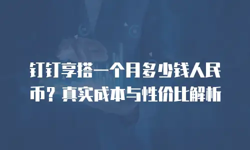 钉钉享搭一个月多少钱人民币？真实成本与性价比解析