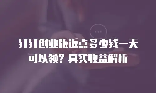 钉钉创业版返点多少钱一天可以领？真实收益解析