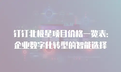 钉钉北极星项目价格一览表：企业数字化转型的智能选择