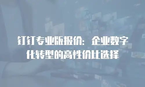 钉钉专业版报价：企业数字化转型的高性价比选择