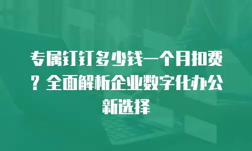 专属钉钉多少钱一个月扣费？全面解析企业数字化办公新选择