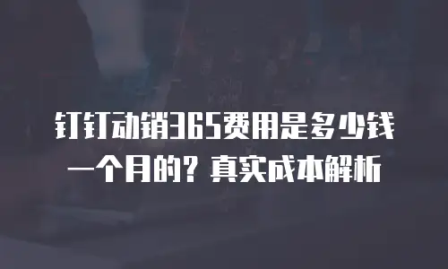 钉钉动销365费用是多少钱一个月的？真实成本解析
