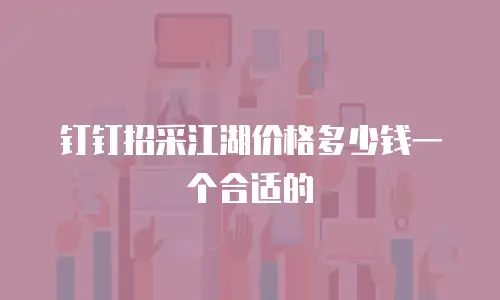 钉钉招采江湖价格多少钱一个合适的