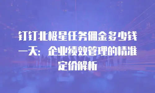 钉钉北极星任务佣金多少钱一天：企业绩效管理的精准定价解析