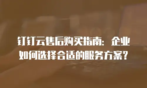 钉钉云售后购买指南：企业如何选择合适的服务方案？