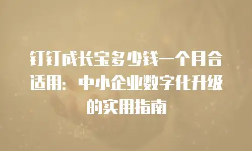 钉钉成长宝多少钱一个月合适用：中小企业数字化升级的实用指南