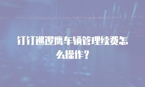 钉钉巡逻鹰车辆管理续费怎么操作？