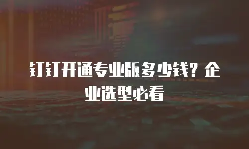 钉钉开通专业版多少钱？企业选型必看