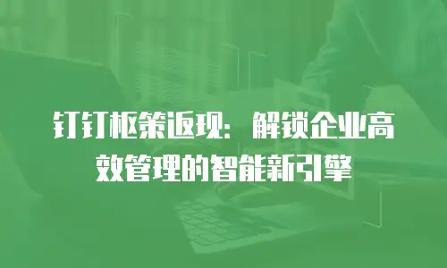 钉钉枢策返现：解锁企业高效管理的智能新引擎