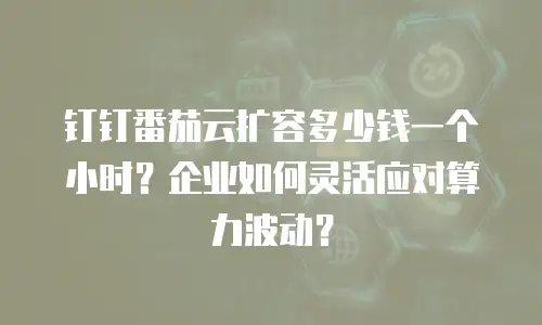 钉钉番茄云扩容多少钱一个小时？企业如何灵活应对算力波动？