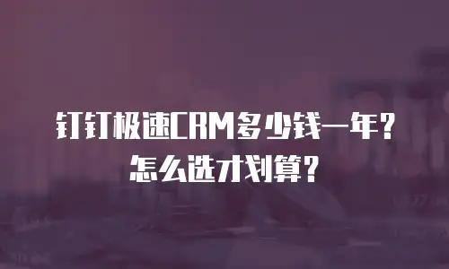 钉钉极速CRM多少钱一年？怎么选才划算？