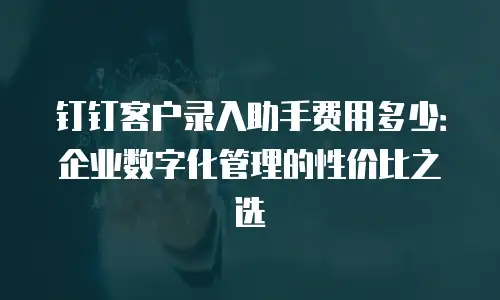 钉钉客户录入助手费用多少：企业数字化管理的性价比之选