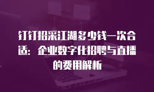 钉钉招采江湖多少钱一次合适：企业数字化招聘与直播的费用解析