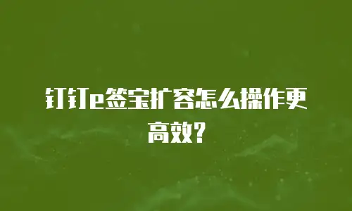 钉钉e签宝扩容怎么操作更高效？
