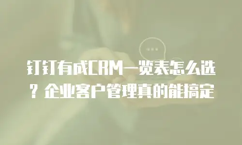 钉钉有成CRM一览表怎么选？企业客户管理真的能搞定