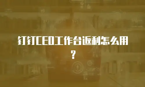钉钉CEO工作台返利怎么用？