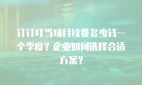 钉钉叮当项目续费多少钱一个季度？企业如何选择合适方案？