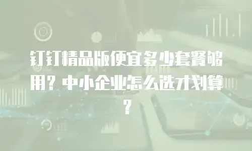钉钉精品版便宜多少套餐够用？中小企业怎么选才划算？