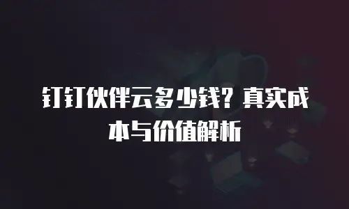 钉钉伙伴云多少钱？真实成本与价值解析