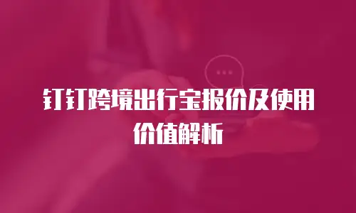 钉钉跨境出行宝报价及使用价值解析
