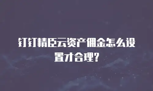 钉钉精臣云资产佣金怎么设置才合理？