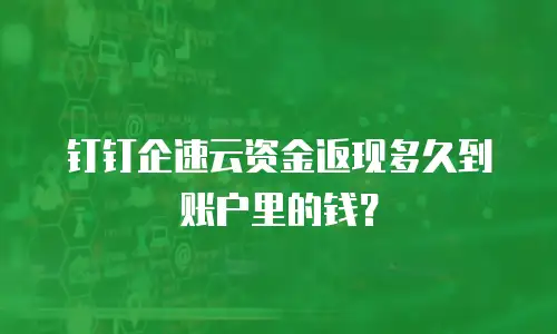 钉钉企速云资金返现多久到账户里的钱？