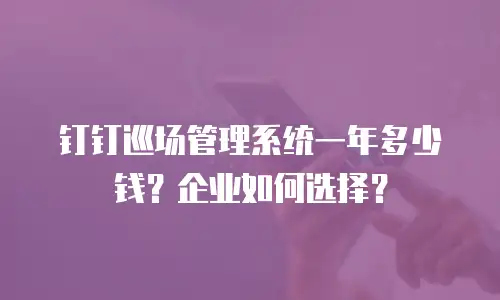 钉钉巡场管理系统一年多少钱？企业如何选择？