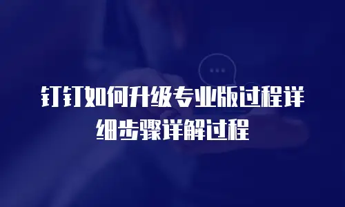 钉钉如何升级专业版过程详细步骤详解过程