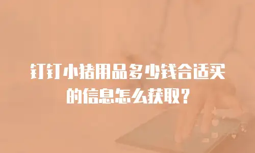 钉钉小猪用品多少钱合适买的信息怎么获取？