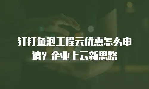 钉钉鱼泡工程云优惠怎么申请？企业上云新思路