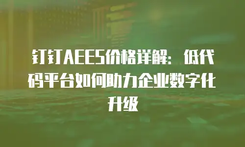 钉钉AEES价格详解：低代码平台如何助力企业数字化升级