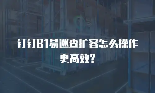 钉钉B1易巡查扩容怎么操作更高效？