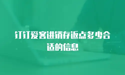 钉钉爱客进销存返点多少合适的信息
