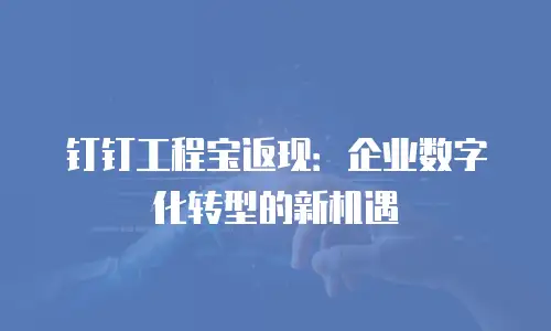 钉钉工程宝返现：企业数字化转型的新机遇