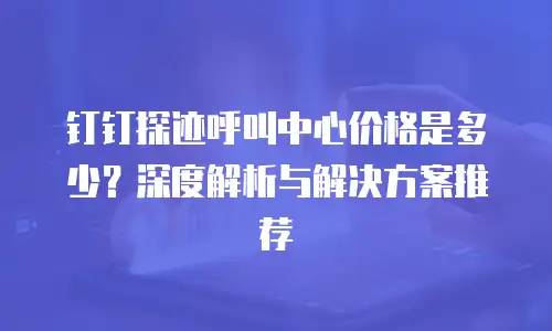 钉钉探迹呼叫中心价格是多少？深度解析与解决方案推荐