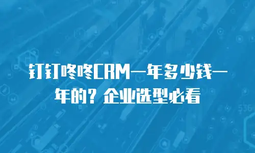钉钉咚咚CRM一年多少钱一年的？企业选型必看
