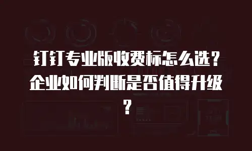 钉钉专业版收费标怎么选？企业如何判断是否值得升级？