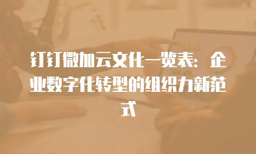 钉钉微加云文化一览表：企业数字化转型的组织力新范式