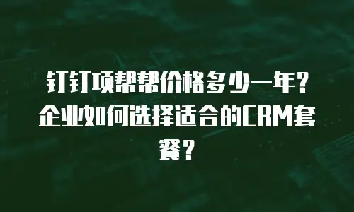 钉钉项帮帮价格多少一年？企业如何选择适合的CRM套餐？