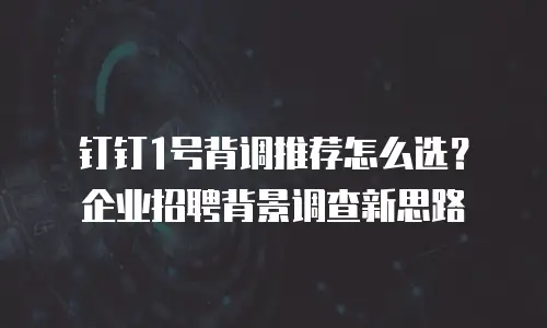钉钉1号背调推荐怎么选？企业招聘背景调查新思路