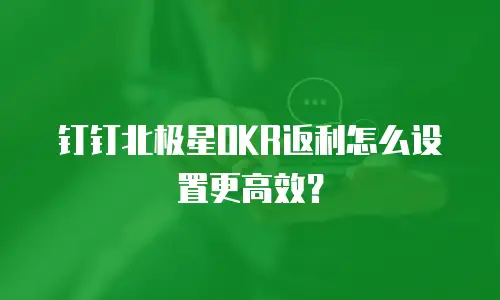 钉钉北极星OKR返利怎么设置更高效？