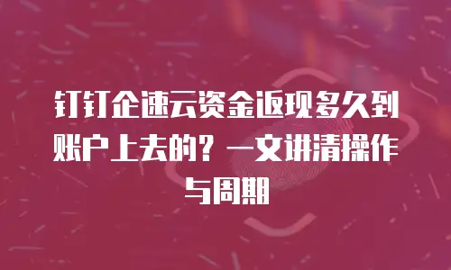 钉钉企速云资金返现多久到账户上去的？一文讲清操作与周期
