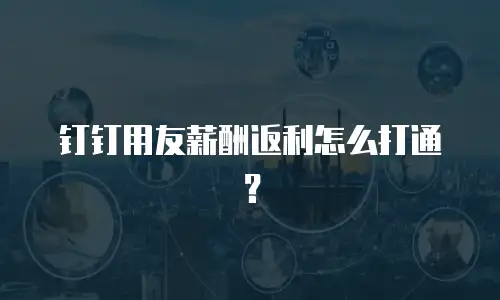 钉钉用友薪酬返利怎么打通？