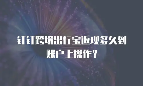 钉钉跨境出行宝返现多久到账户上操作？