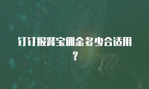 钉钉报餐宝佣金多少合适用？