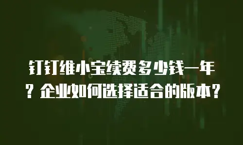 钉钉维小宝续费多少钱一年？企业如何选择适合的版本？