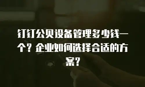 钉钉公贝设备管理多少钱一个？企业如何选择合适的方案？
