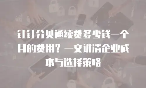 钉钉分贝通续费多少钱一个月的费用？一文讲清企业成本与选择策略