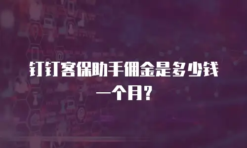 钉钉客保助手佣金是多少钱一个月？