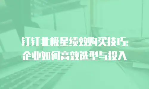 钉钉北极星绩效购买技巧：企业如何高效选型与投入